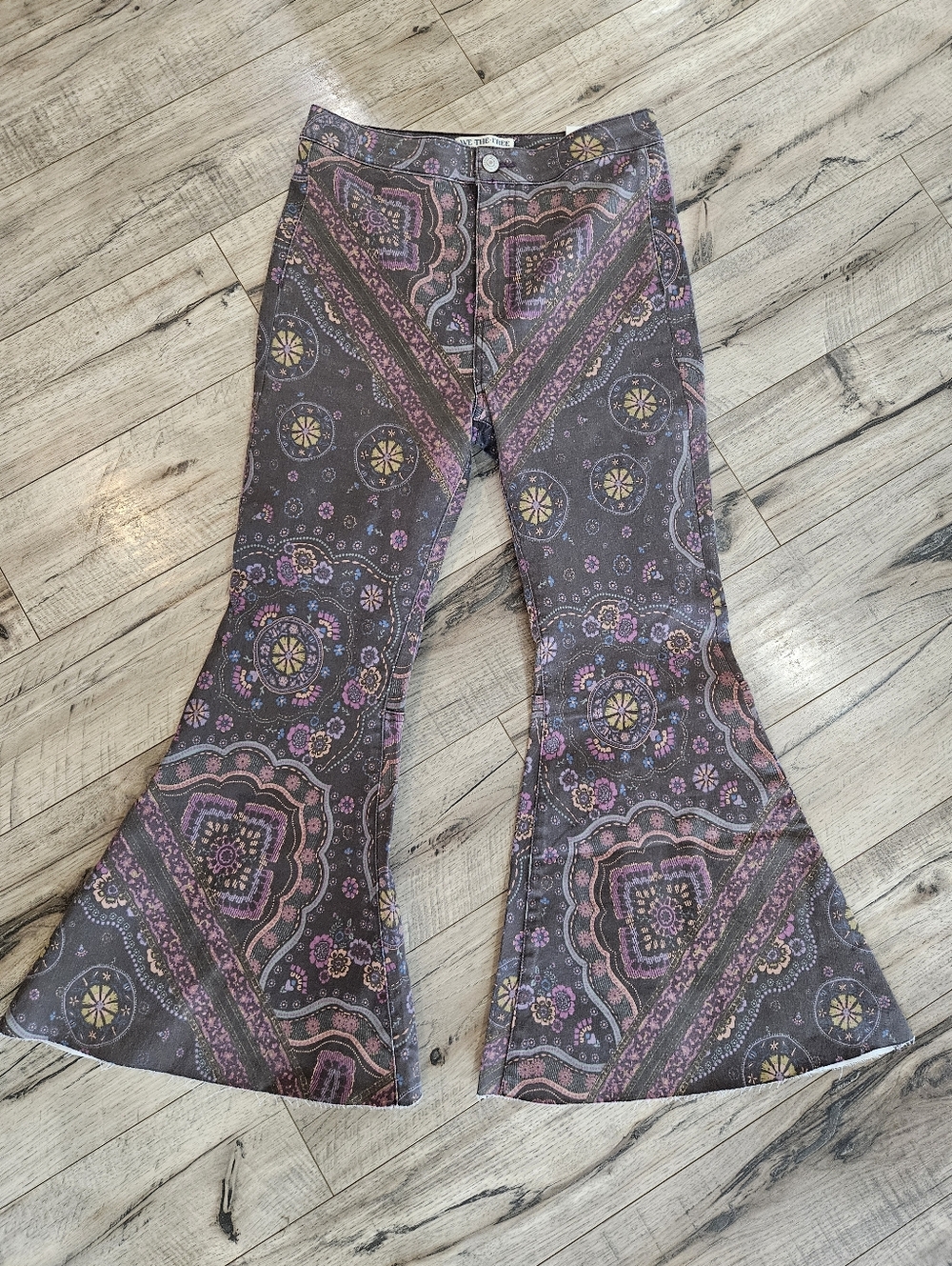 NWT Free People Just Float On Flare Boho Paisley High Waisted Jeans Size 28